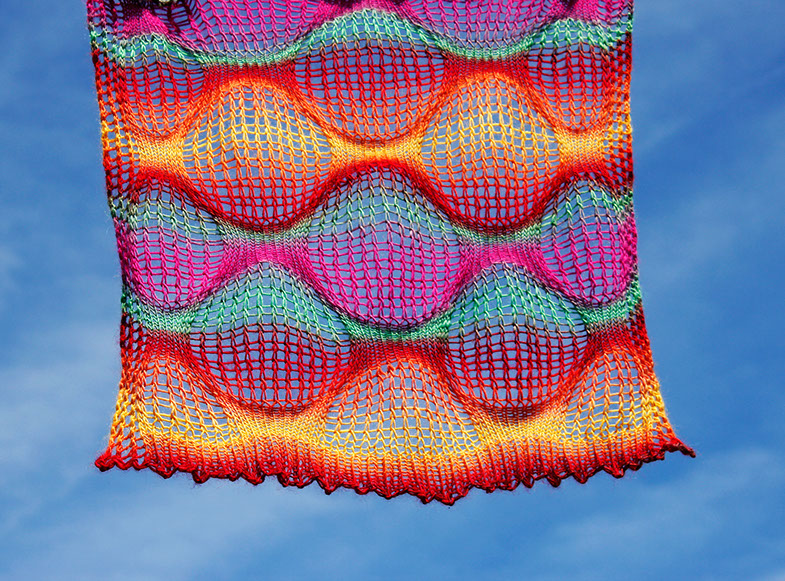 Alanna Nelson knits variegated sock yarn